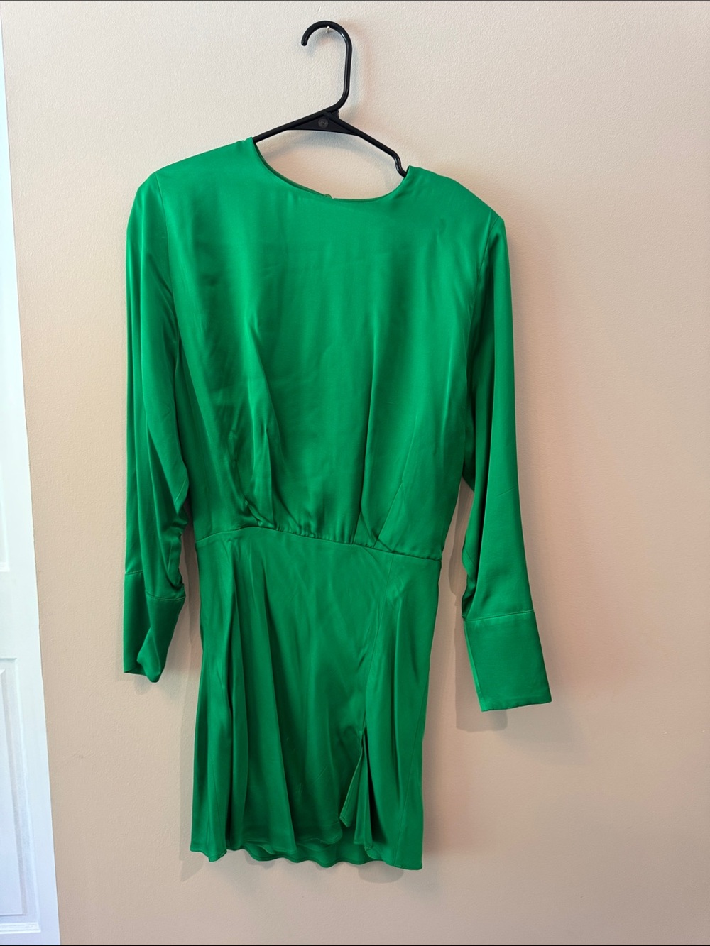 Mango Emerald Green Long-Sleeve Midi Dress